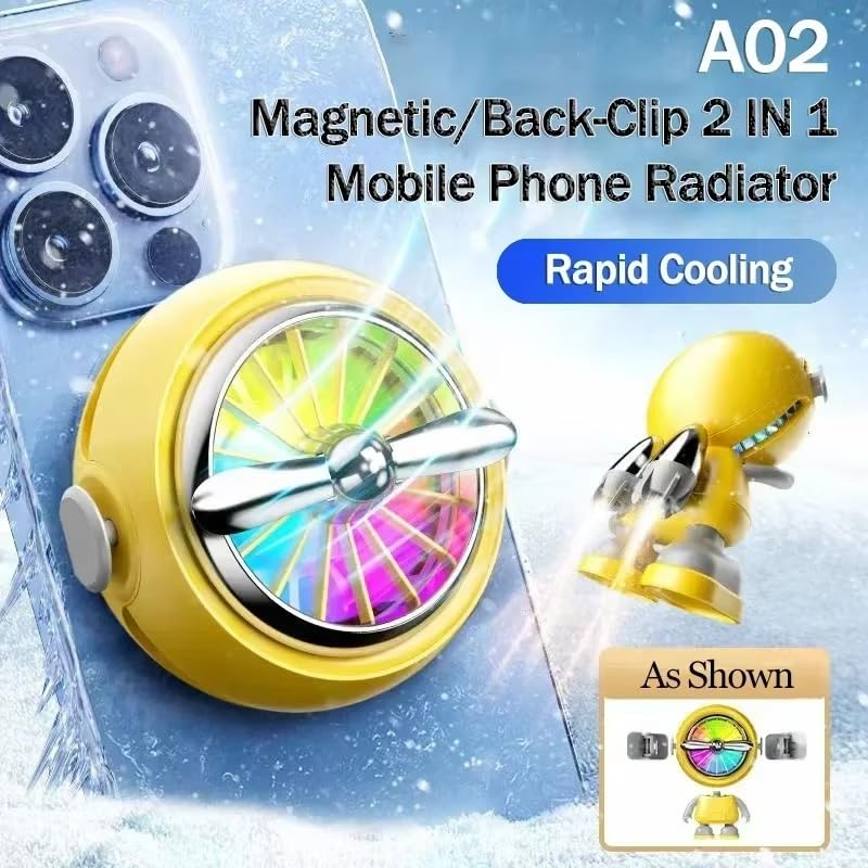 Image of BKN Magnetic Mobile Cooler Fan, Wired with Back Clip USB Powered Radiator Semiconductor Technology Compatible with iPhone 12 /13 /14 /15, iPad & Android Instant Gaming Fan, Mobile Cooling Fan (A02)
