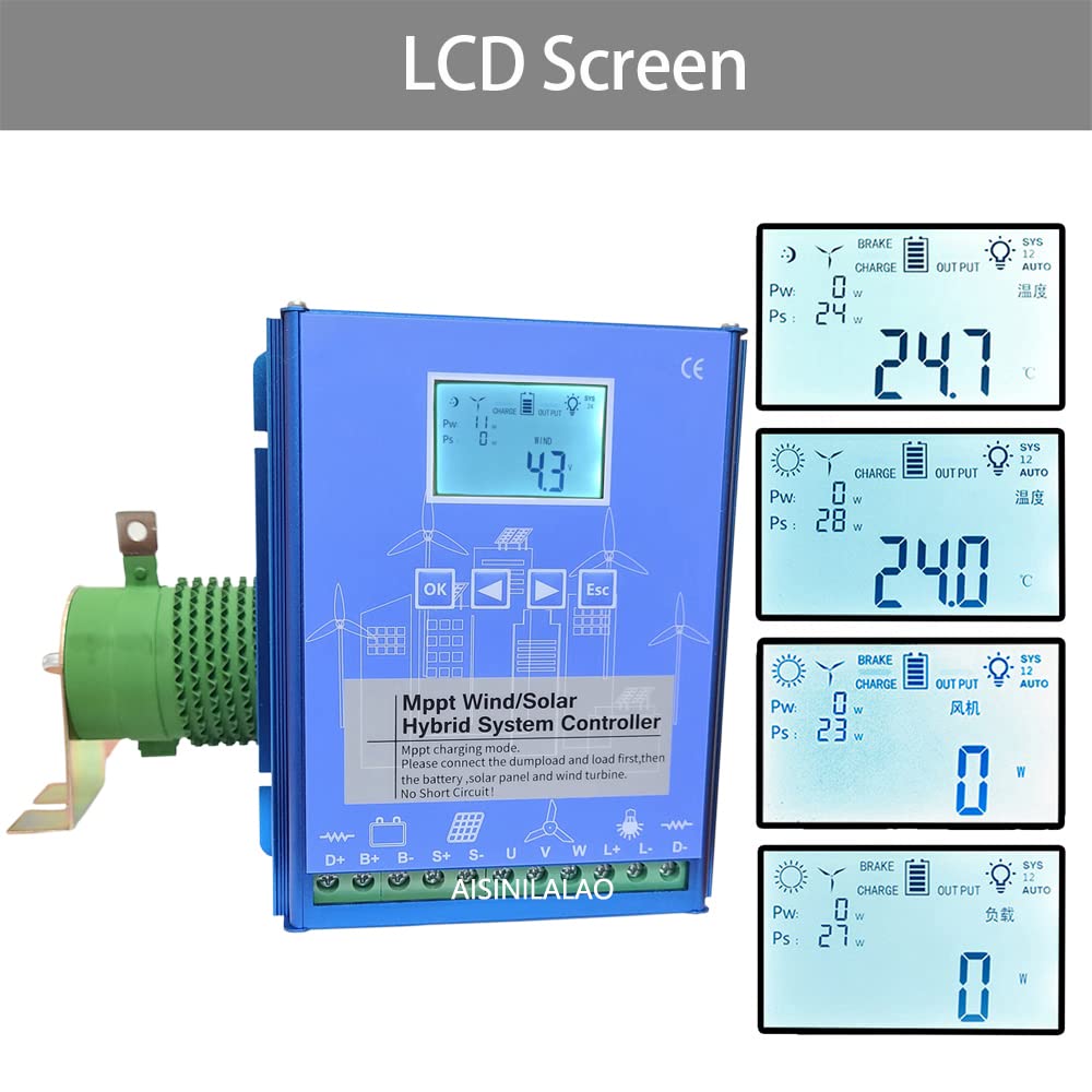 Hybrydowy sterownik 1800W 12V 24V 48V Wiatr Fotowoltaiczny MPPT regulator do ładowania baterii z turbiny wiatrowej