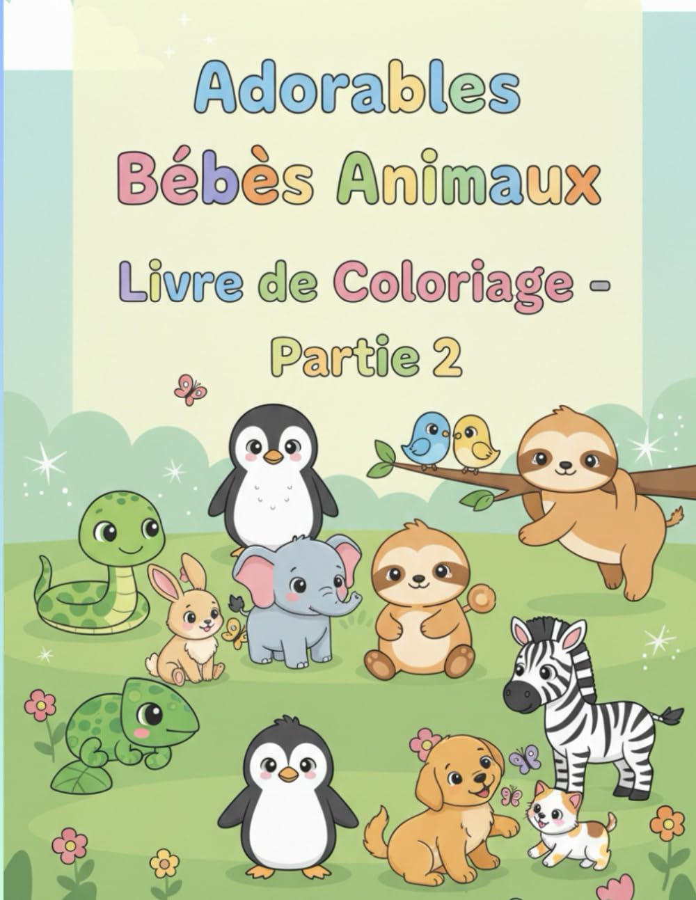 Adorables Bébés Animaux Livre de Coloriage – Partie 1: Des pages de coloriage amusantes et faciles à réaliser, mettant en scène d'adorables animaux dans des scènes ludiques.