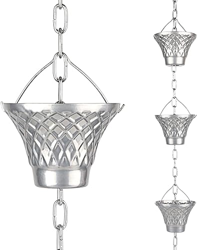 Miniatura 8 de Tfro & Cile Canaleta de cadena de lluvia, desviador de agua exterior, copas de lluvia decorativas para jardín, campanillas para decoración del