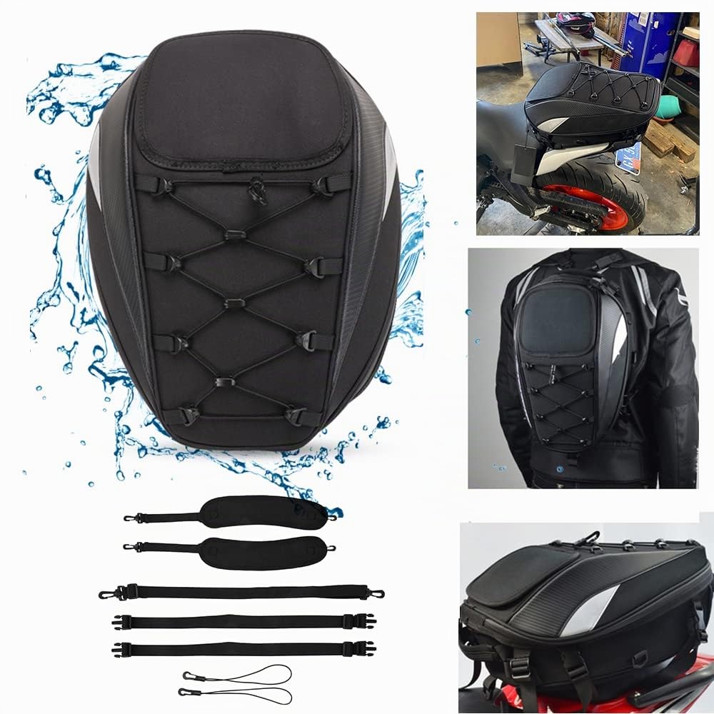 AnXin Zaino da moto per casco e laptop, impermeabile, capiente, con esterno rigido, in fibra di carbonio, leggero, per viaggi, escursionismo, esterni, campeggio e ciclismo, custodia per fotocamera