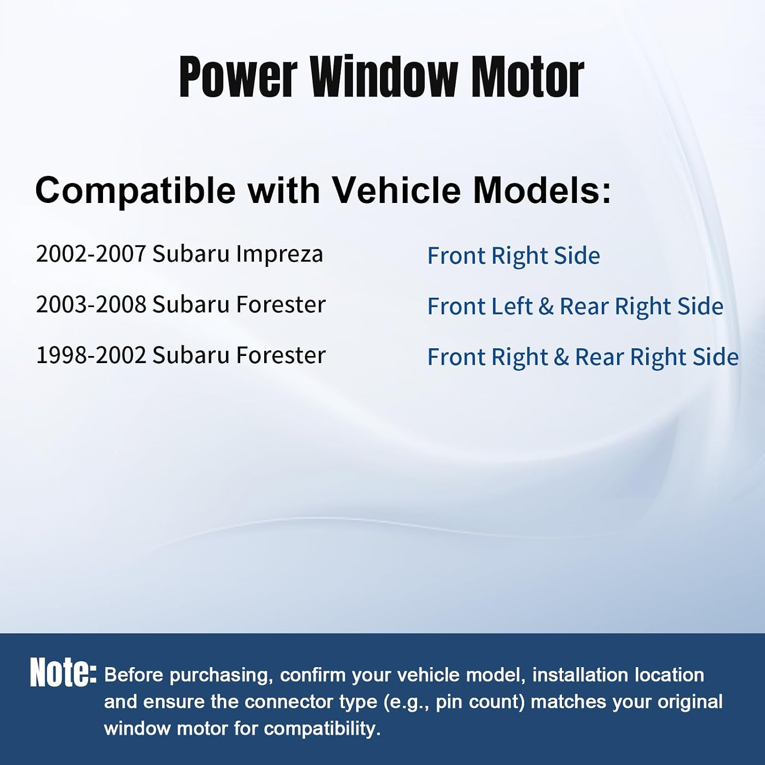 Passenger Right Side Power Window Lift Motor Compatible with 1998-2008 Subaru Forester, 02-07 Subaru Impreza 1998 1999 2000 2001 2002 2003 2004 2005 2006 2007 2008, 742-803