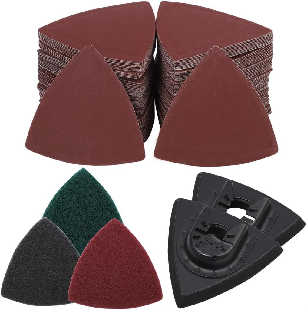 133 Pcs Mouse Sandpaper Set, 125 Triangular Sandpapers, 2 Sanding Pads & 6 Buffing Pads For Oscillating Tool, Multi-Use Sanding Kit For Wood And Plaster