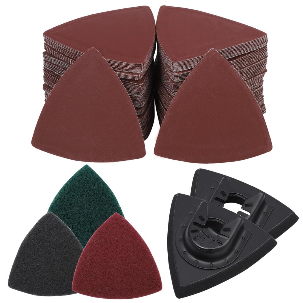 133 Pcs Mouse Sandpaper Set, 125 Triangular Sandpapers, 2 Sanding Pads & 6 Buffing Pads For Oscillating Tool, Multi-Use Sanding Kit For Wood And Plaster