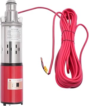 12V Deep Well Submersible Pump, 250W Electric Solar Powered Water Pump, Farm Ranch Irrigation Deep Well with Stainless Steel Impeller, 3500RPM, 6.6 GPM Flow, 98ft Lift, 396.26Gal/h Flow