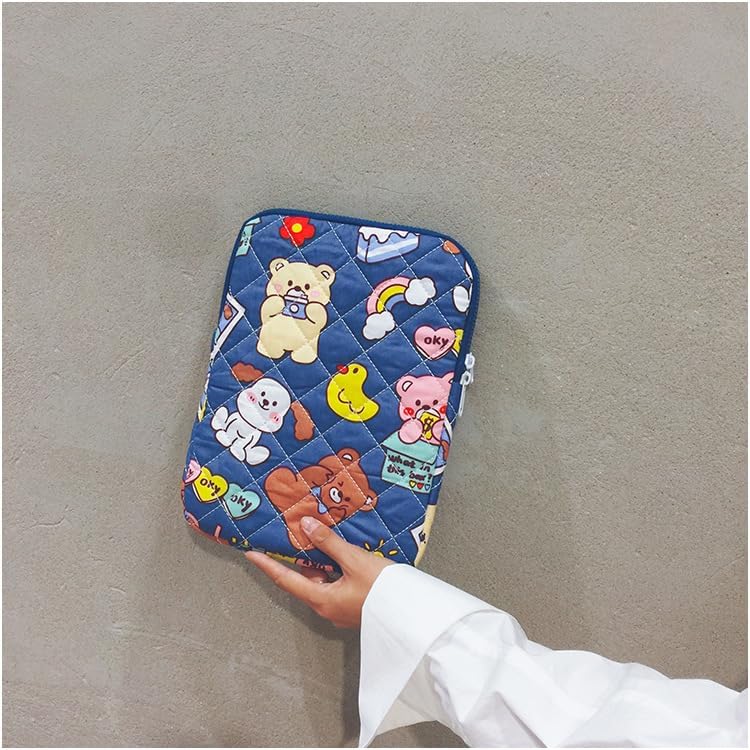 Miniatura 3 de Linda bolsa de transporte para laptop para niñas, diseño de dibujos animados, funda protectora para tableta (azul, 13 pulgadas)