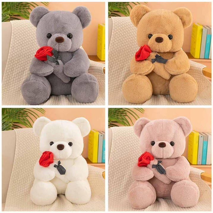 Image of RVA Soft Toy Teddy Bear for Girl Plush Stuffed, Cute Teddy Bear with Rose for Your Loved One, Teddy Bear for Girlfriend Kids Birthday, Valentine, Christmas (13 inch) (White)