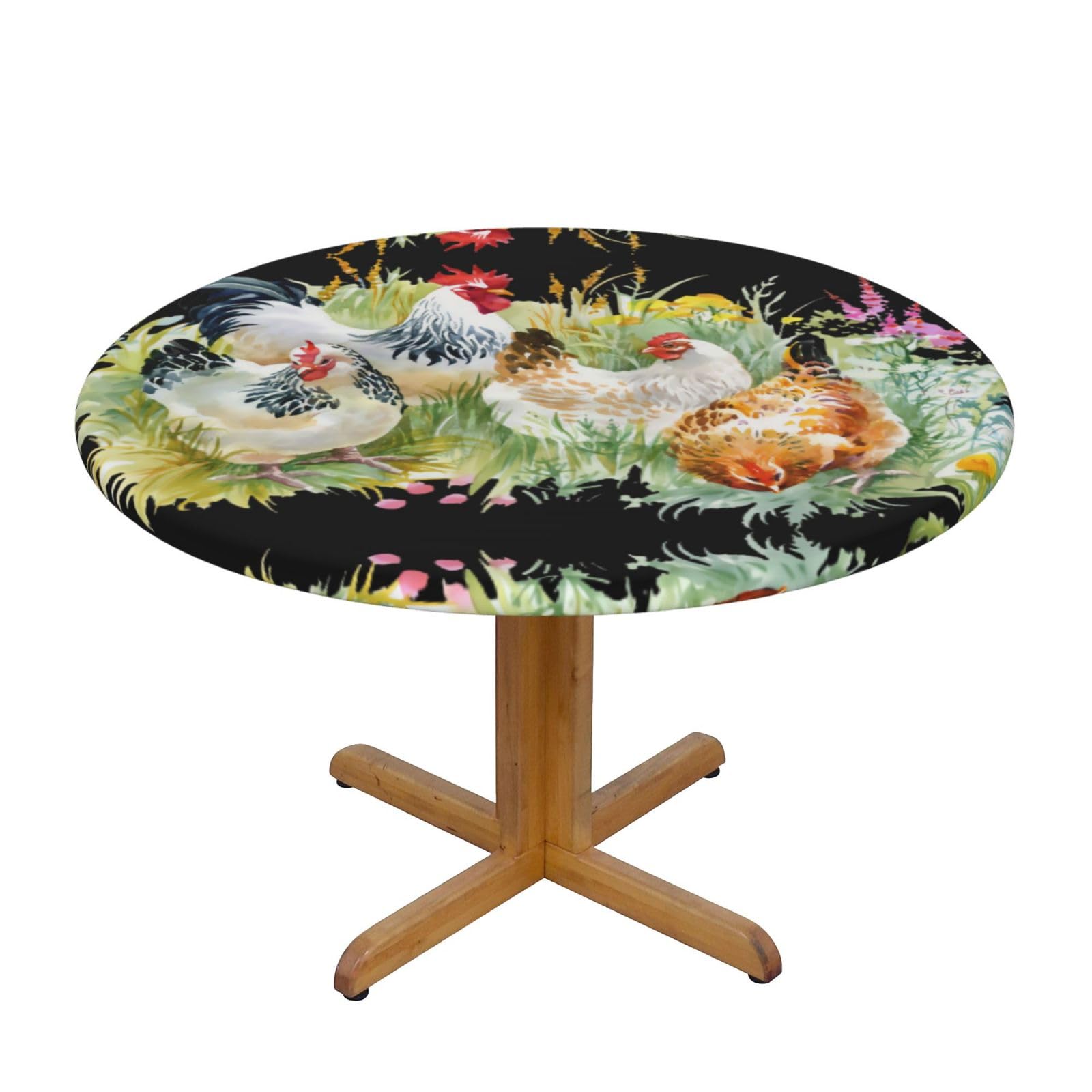 ZQYTGFDC Rooster S Decorative Round Tablecloth Waterproof Anti Stain Oil Proof Size for 40 50 inch