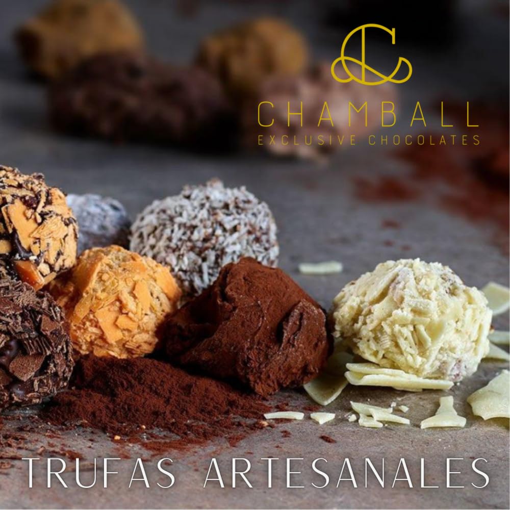 Trufas de Chocolate Belga Cubiertas con Escamas de Chocolate Blanco, 5 Trufas de Belorado Premium, Trufas Magicas con Rocas de Chocolate, Pack de Bombones para Regalar de Origen Belga de CHAMBALL