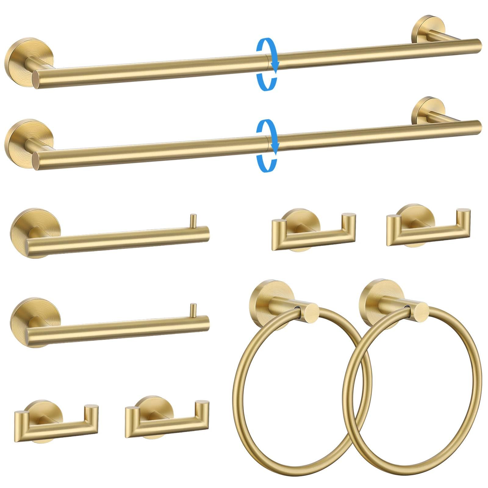 Lot de 10 porte-serviettes en or brossé 60 cm
