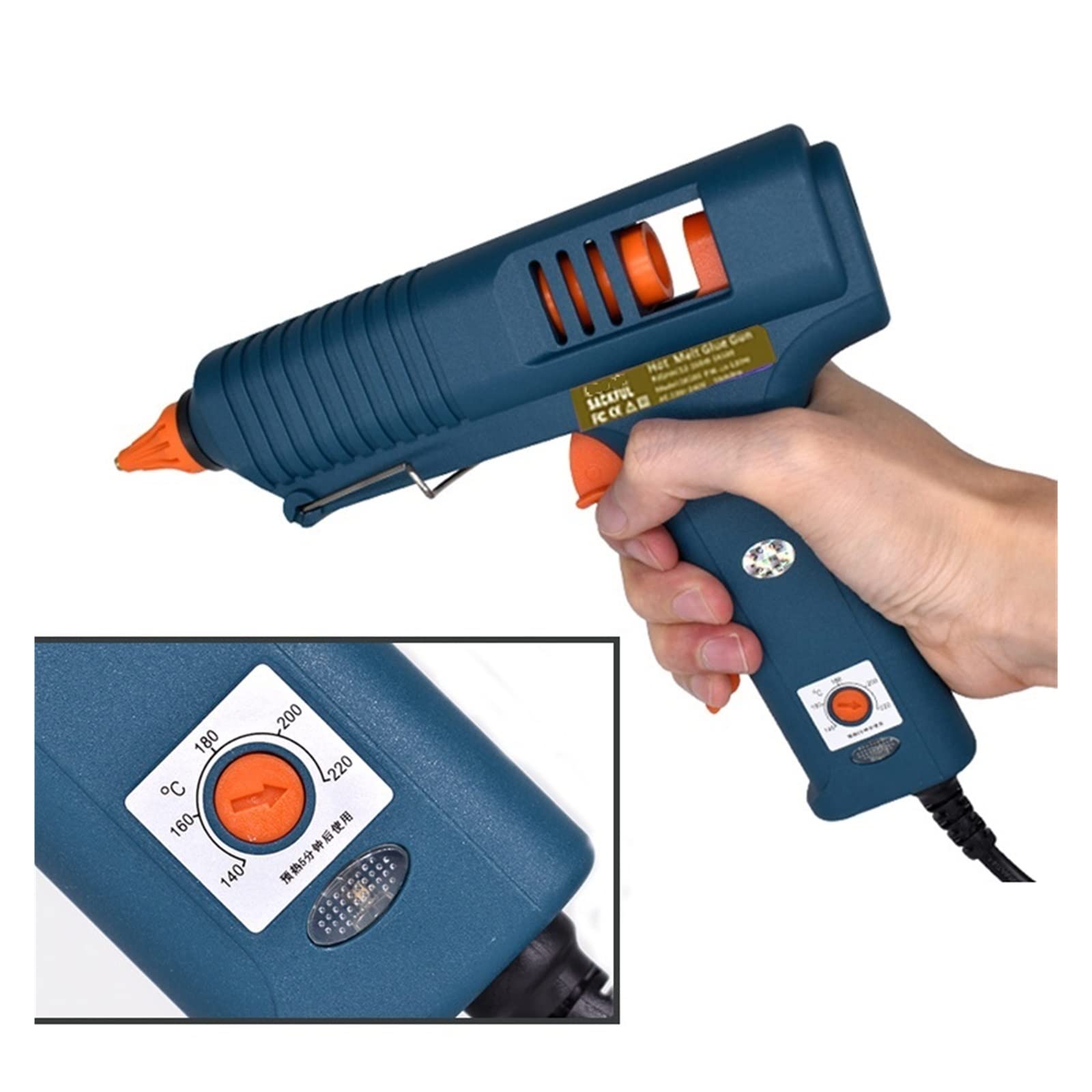 Pistolet Na Klej, Pistolet do klejenia na gorąco 150 W z regulacją temperatury Dysza pistoletu do klejenia 11 mm W sztyfcie kleju Profesjonalny przemysłowy pistolet do topienia do sztuki, rzemiosła Za