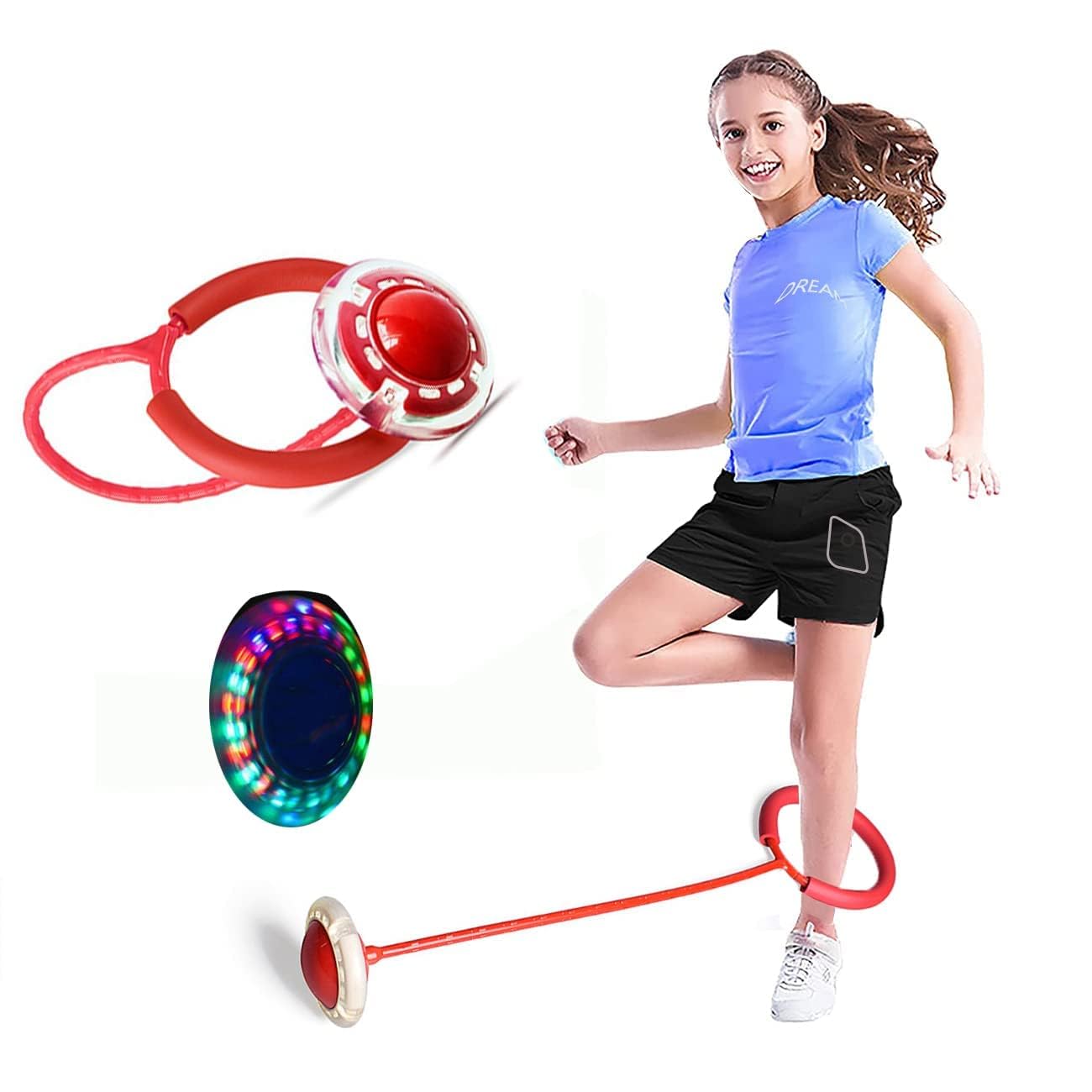 Ankle Skip Ball for Kids, Colorful Flash Wheel Swing Skip It Ball, Toys for Girls & Boys, Sports Fitness Toys, Gifts for Halloween & Christmas, Age 5-10 Years