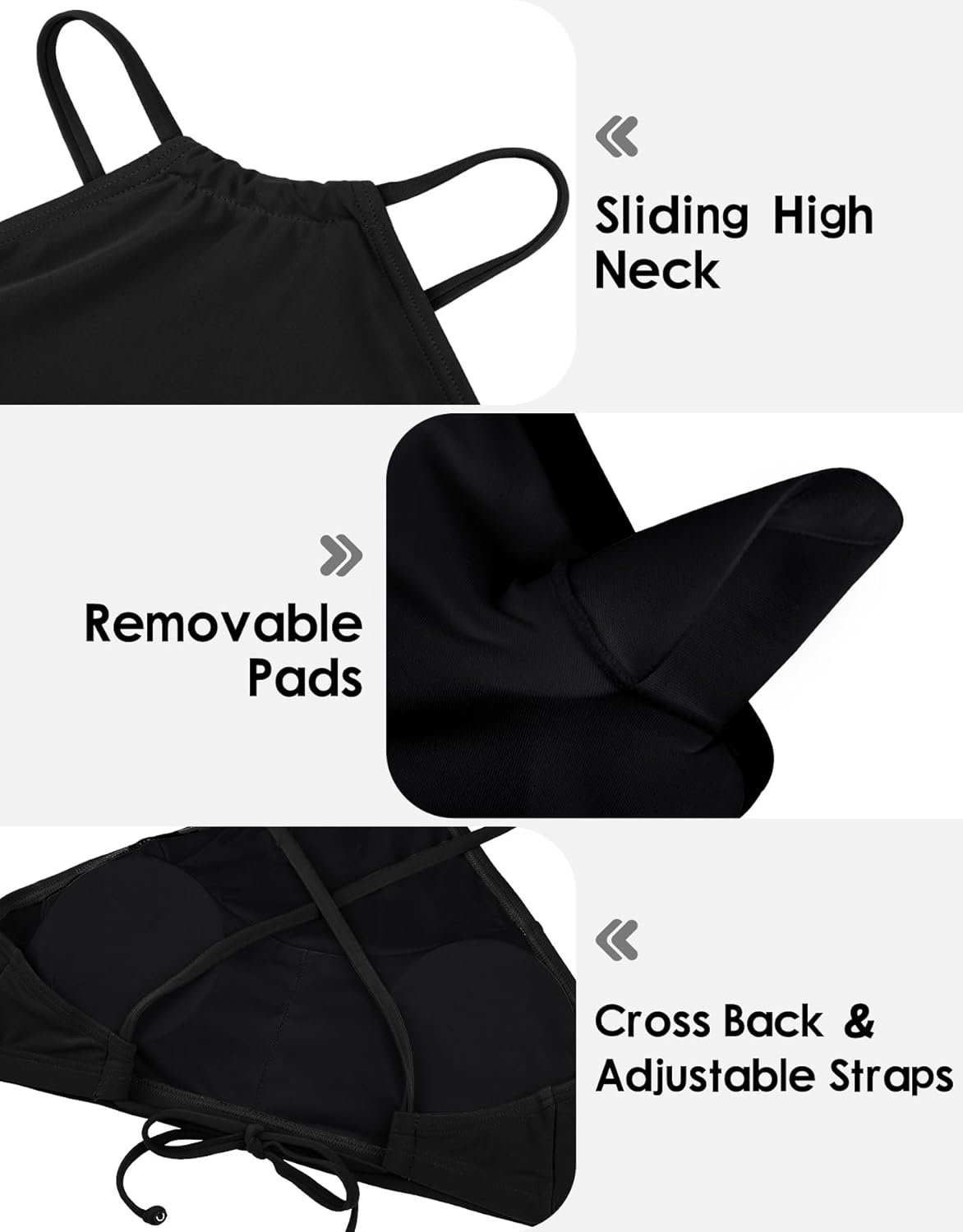 beautyin Womens Floral Striped Halter High Neck Bikini Swimsuit Set Cross Back - Image 4