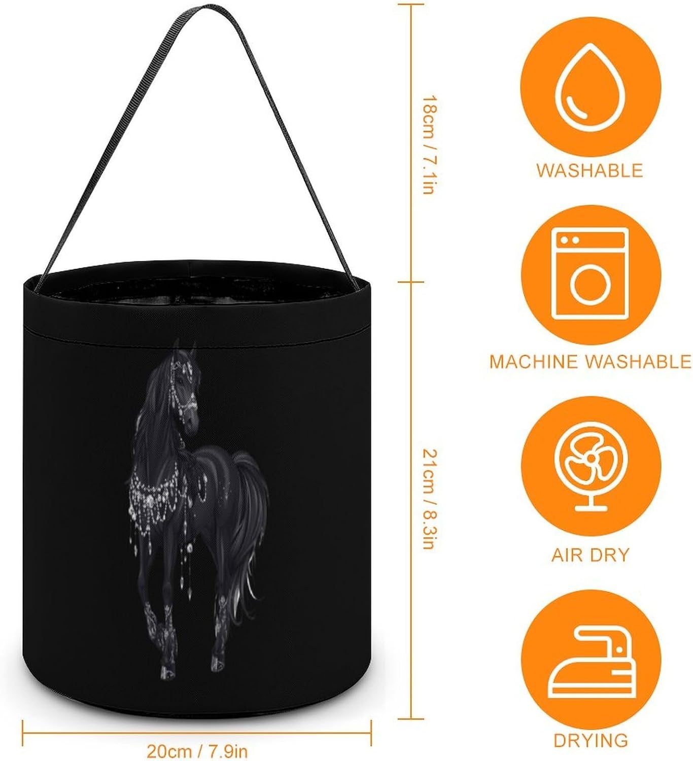 Black Arabian Horse Halloween Treat Bag Reusable Candy Basket Tote Goody Bags Gift Party