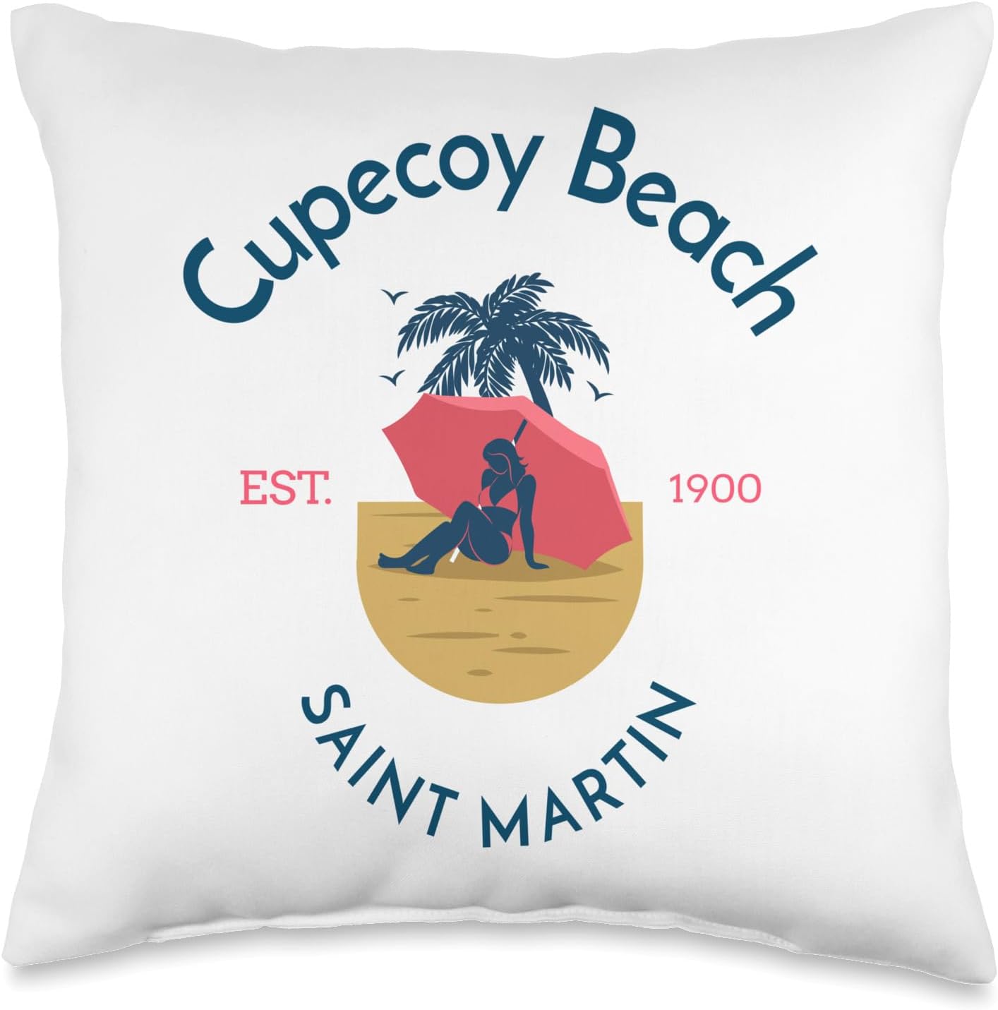 Cupecoy Beach Saint Martin St Maarten Throw Pillow