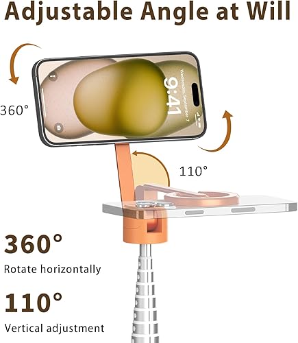 Miniatura 5 de TONEOF Palo de Selfie Magnético Trípode de 68 pulgadas con Soporte Magnético Fuerte de Aluminio para Magsafe, Soporte de Trípode Giratorio de 360°