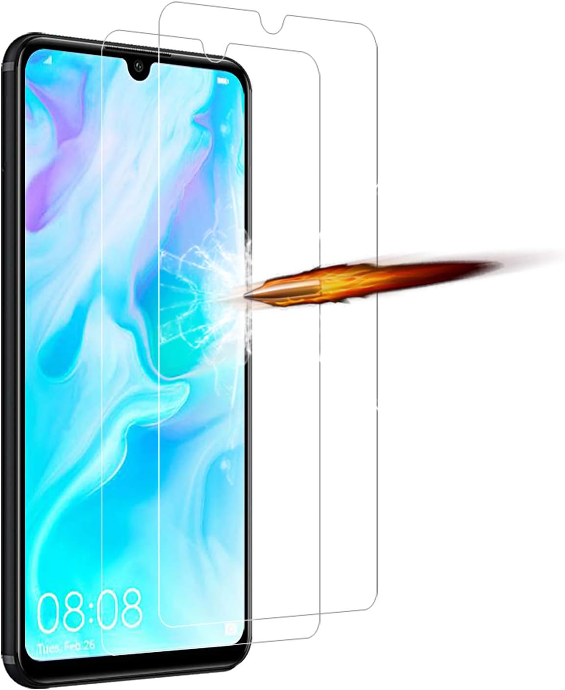 ANKENGS Screen Protector Compatible with Huawei P30 Lite [2 Pack], [HD Clear] [Anti-scratch] [Bubble Free] Tempered Glass Compatible with Huawei P30 Lite