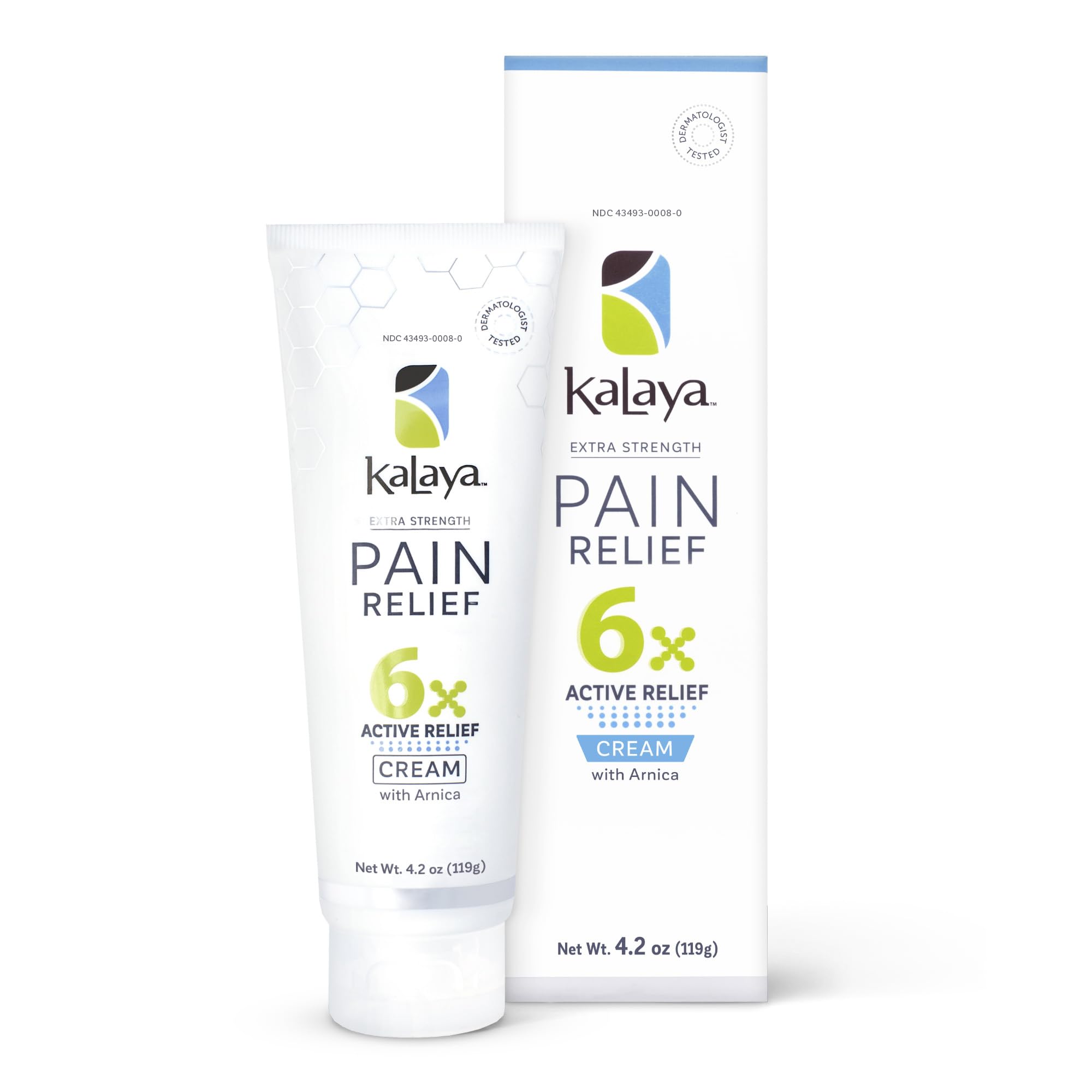 Kalaya Pain Relief Cream with Arnica for Muscles and Joints – 6 Natural Active Ingredients with Long Lasting and Fast Acting Relief in 3 Minutes - Dermatologist Tested to Soothe Tension - 4.2 oz