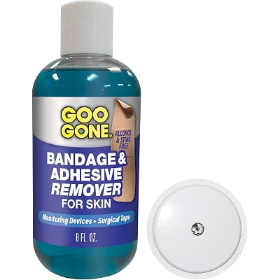 Goo Gone Skin Adhesive Remover - Safe and Pain Free Removal for Sticky Residue From Continuous Glucose Monitors, KT Tape, Medical Tape, Heart Rate Monitors, Insulin Pumps, 8 oz.