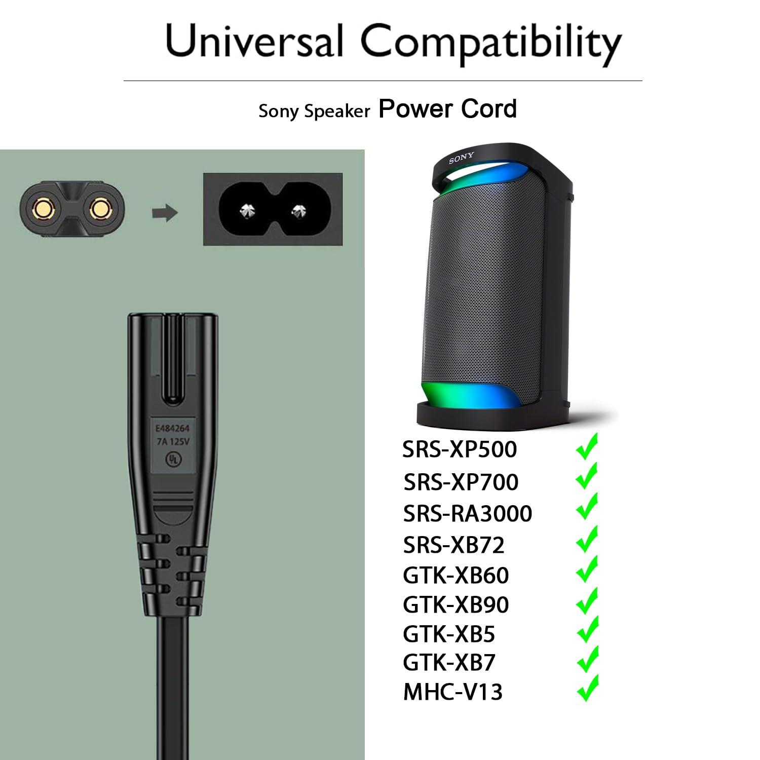 Amazon.co.jp: 10フィートの電源コード。Sony SRS-XP500 SRS-XP700 SRS