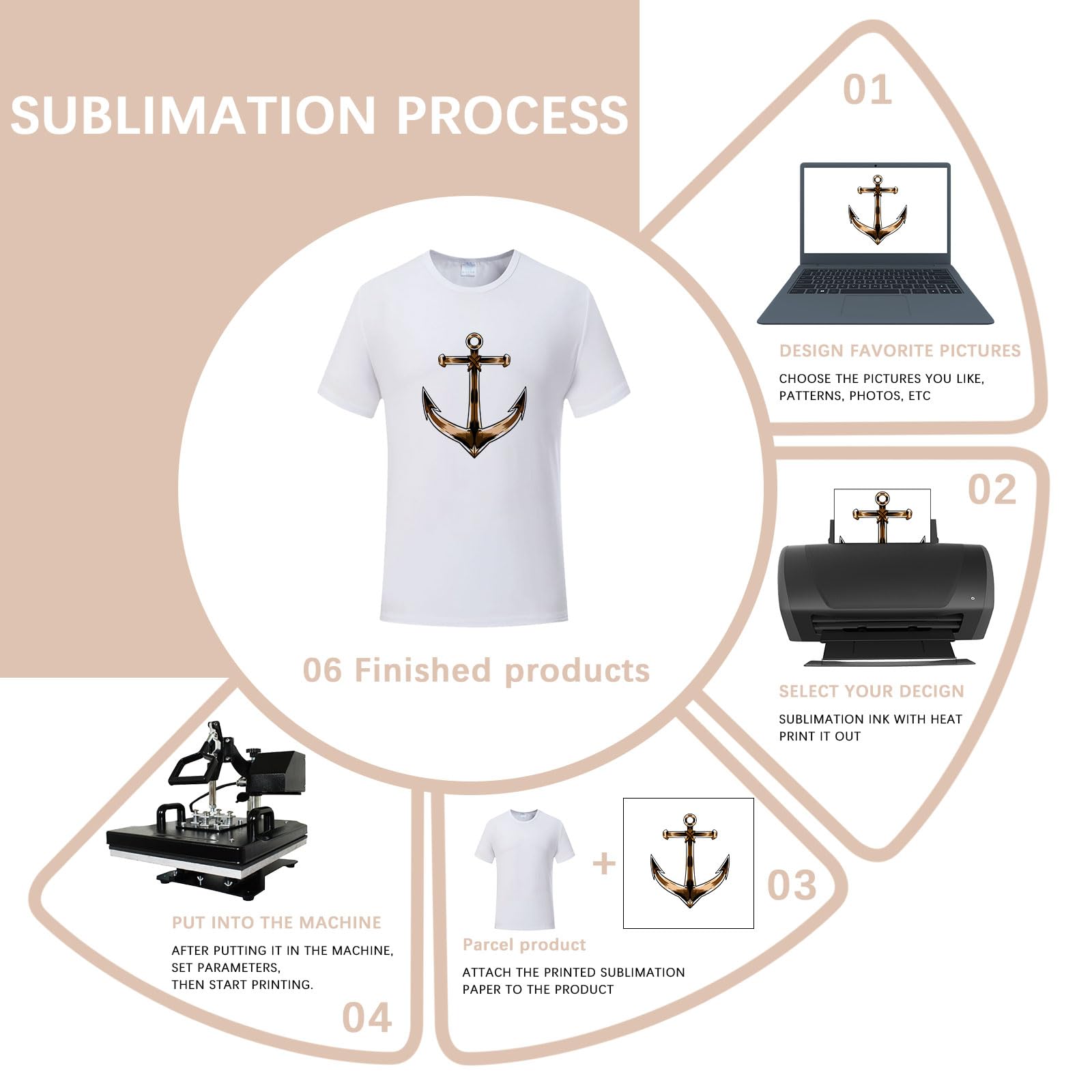 ORJ 8 camisetas unisex para adultos, camisetas blancas de poliéster con cuello redondo y manga corta para sublimación