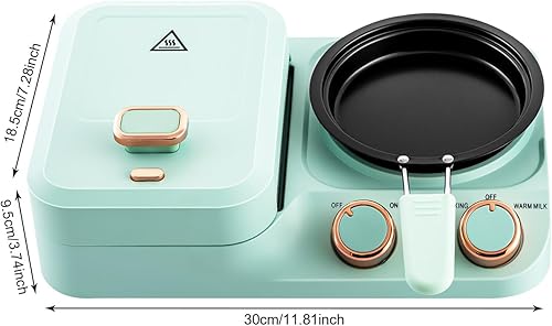 Miniatura 2 de Estación de desayuno 3 en 1, máquina de desayuno retro para el hogar con bandeja de horno desmontable, mini tostadora eléctrica, máquina de desayuno