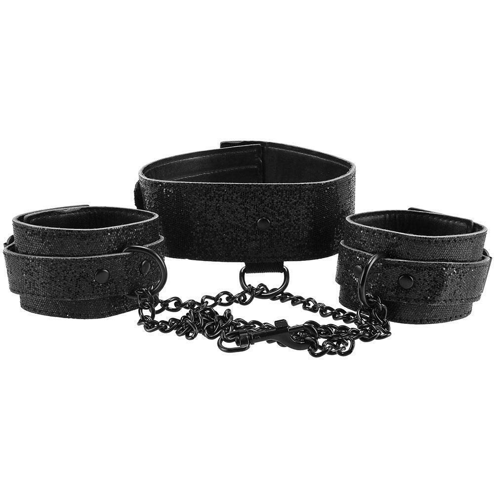 Sex & Mischief Shadow Sparkle Collar and Cuff Set