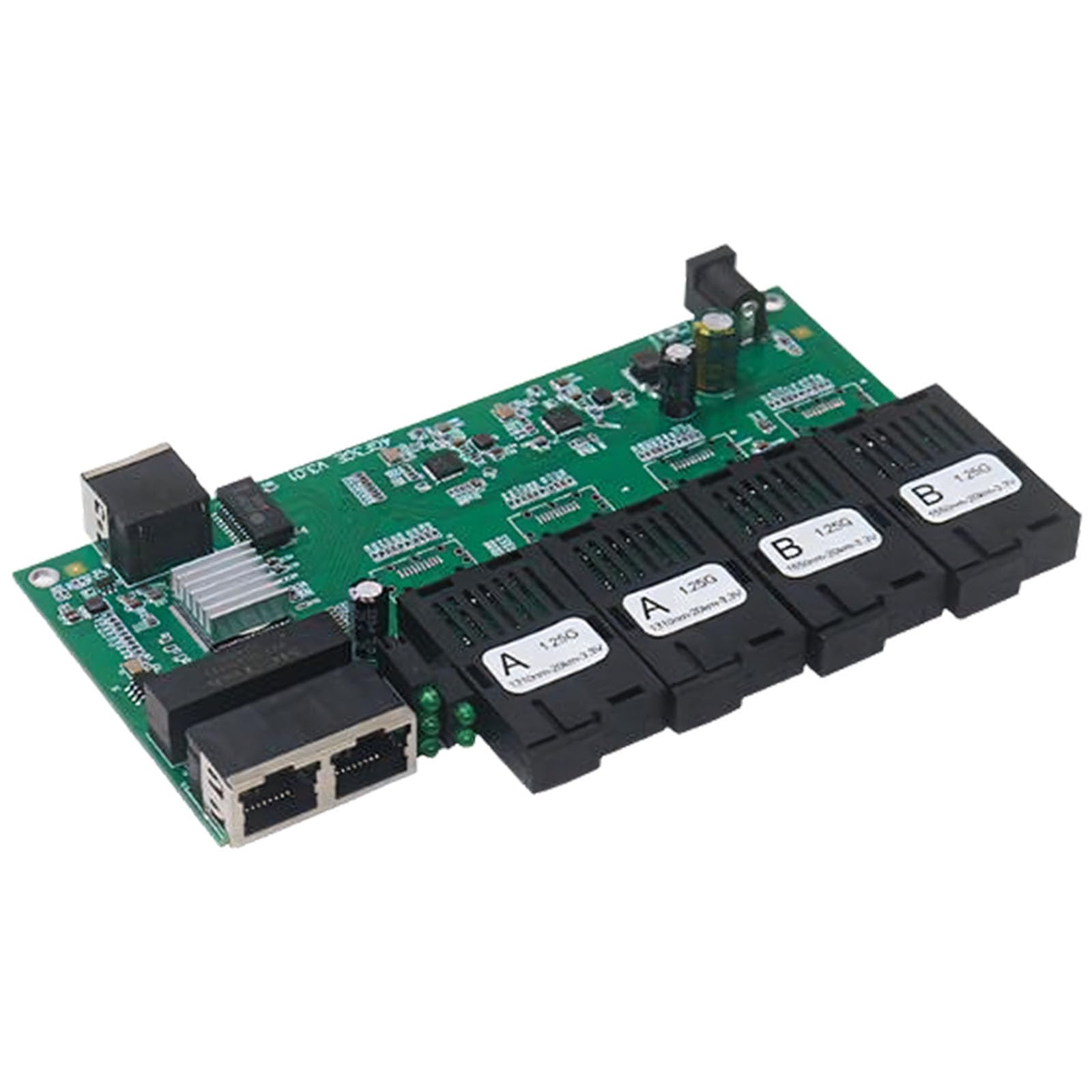 Convertisseur de média à fibre compacte 4 opt 3 ports RJ45 connecteur monomode pour réseau 20 km d'extension Ethernet à distance