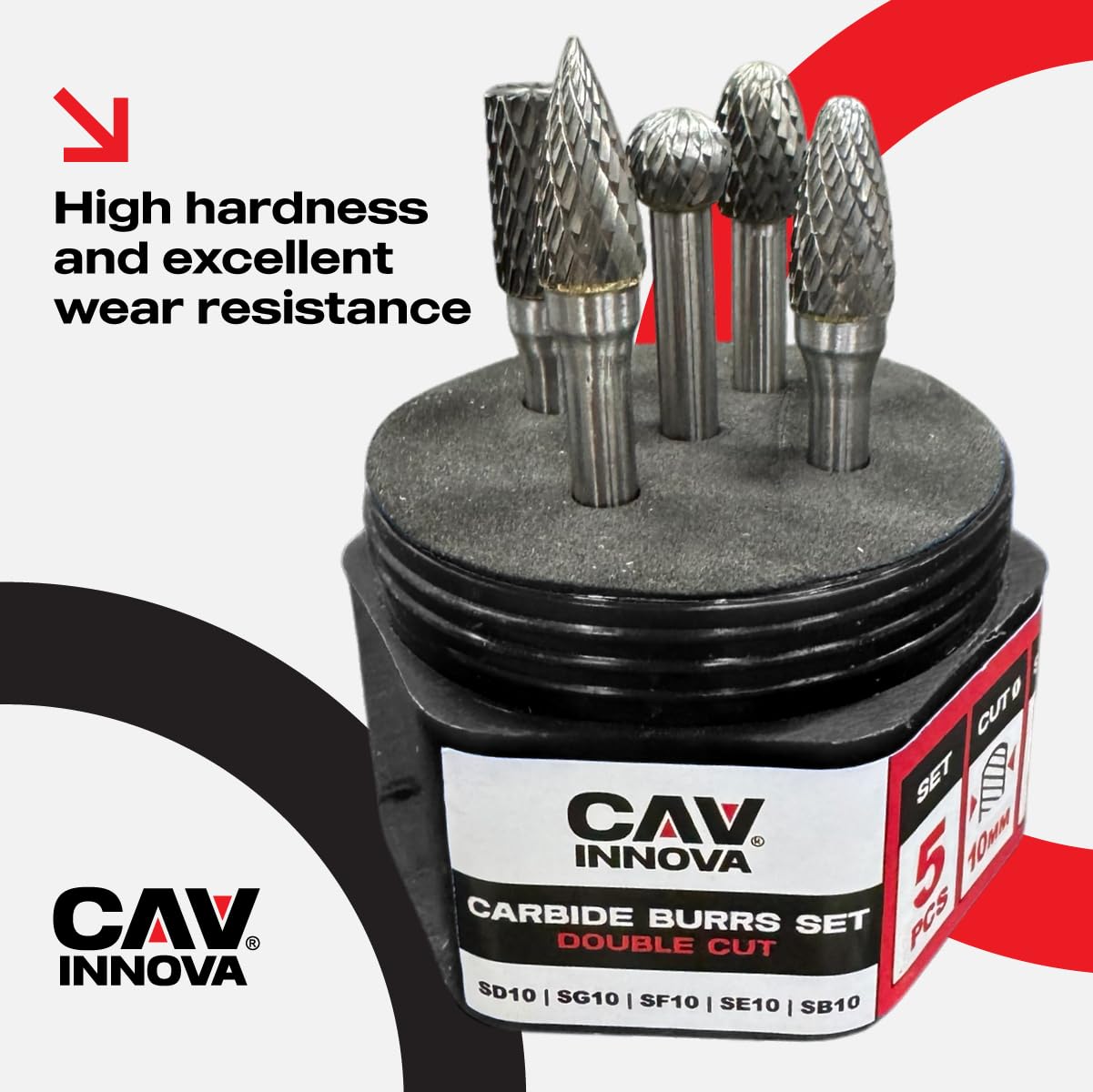 Set 5 Fresas de Carburo de Tungsteno (6 x 10 mm) para Taladro y Multiherramienta | Brocas Rotativas Tipo Lápiz, Lima, Carbide Burr para Metal, Acero, Aluminio, Madera y Plástico | Lijar