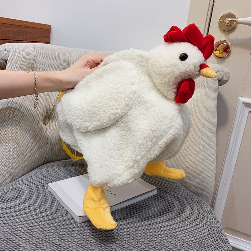 Bolso tote de mujer con peluche de pollo blanco miniatura 6