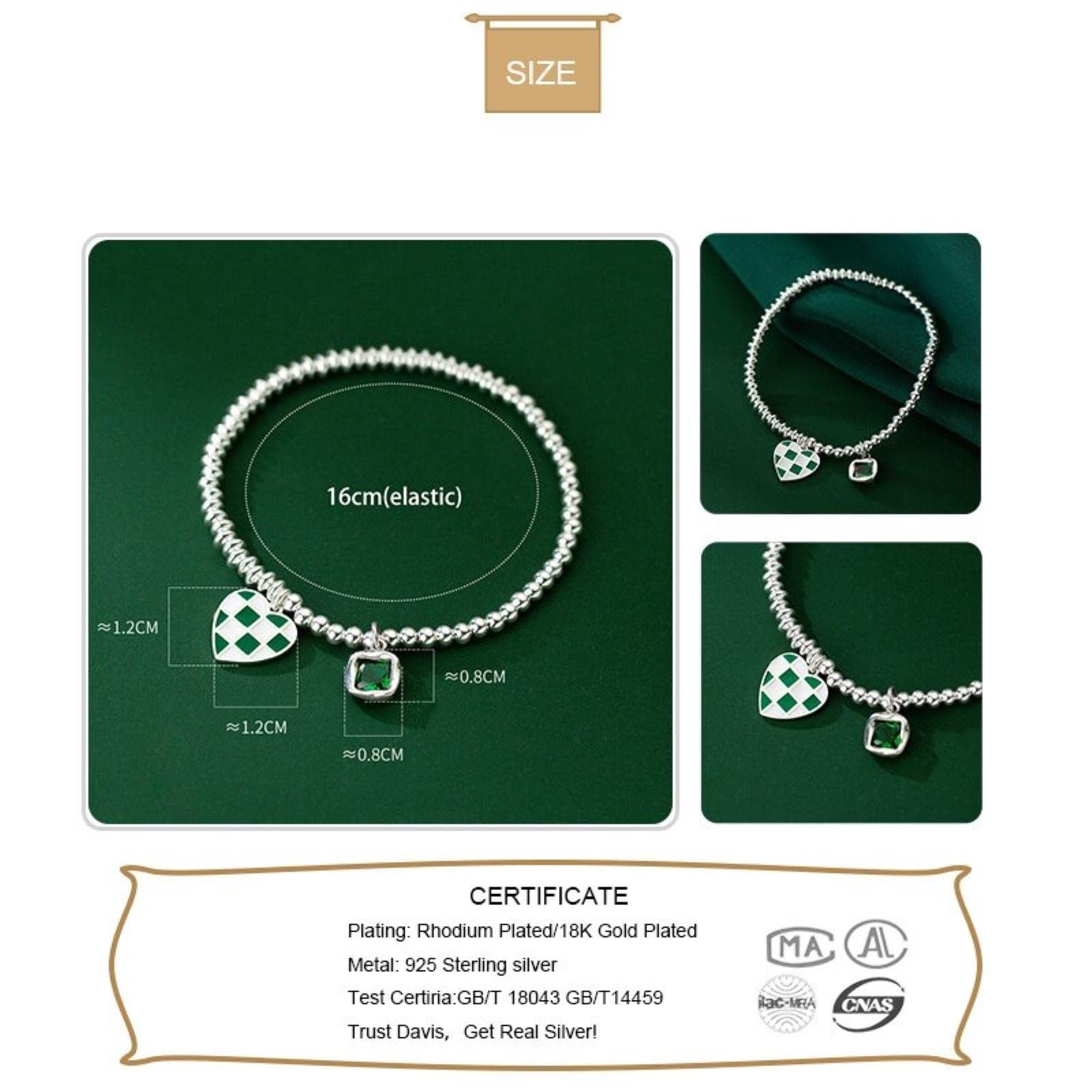 Pulsera De Plata De Ley 925 Auténtica con Forma De Corazón Y Circonita Cúbica Verde para Mujer, Joyería Fina De Moda para Fiesta De Boda