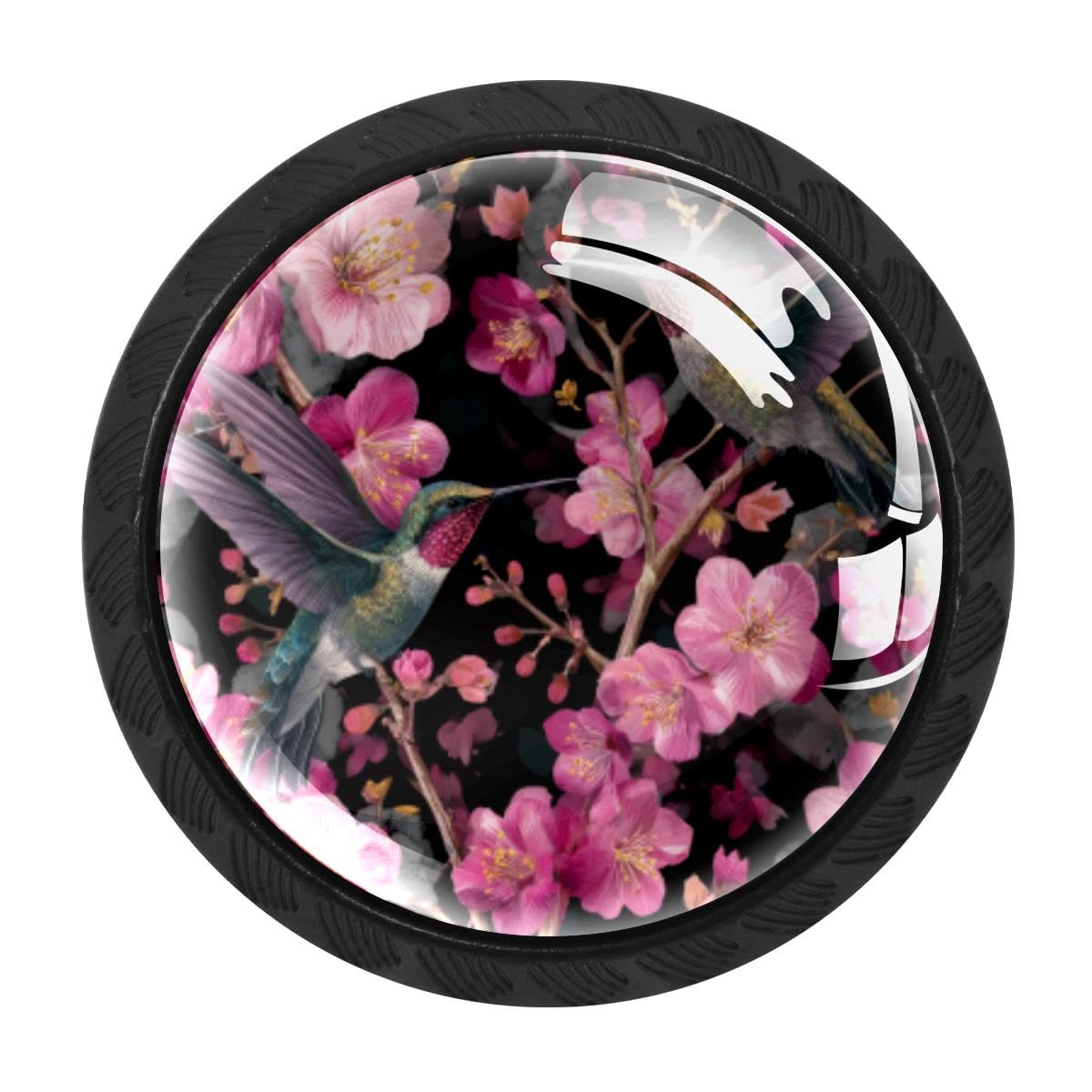 Heoeh Multi 8 4 Pcs Cabinet Knobs, Hummingbird Cherry Blossom Drawer Knobs Dresser Handle