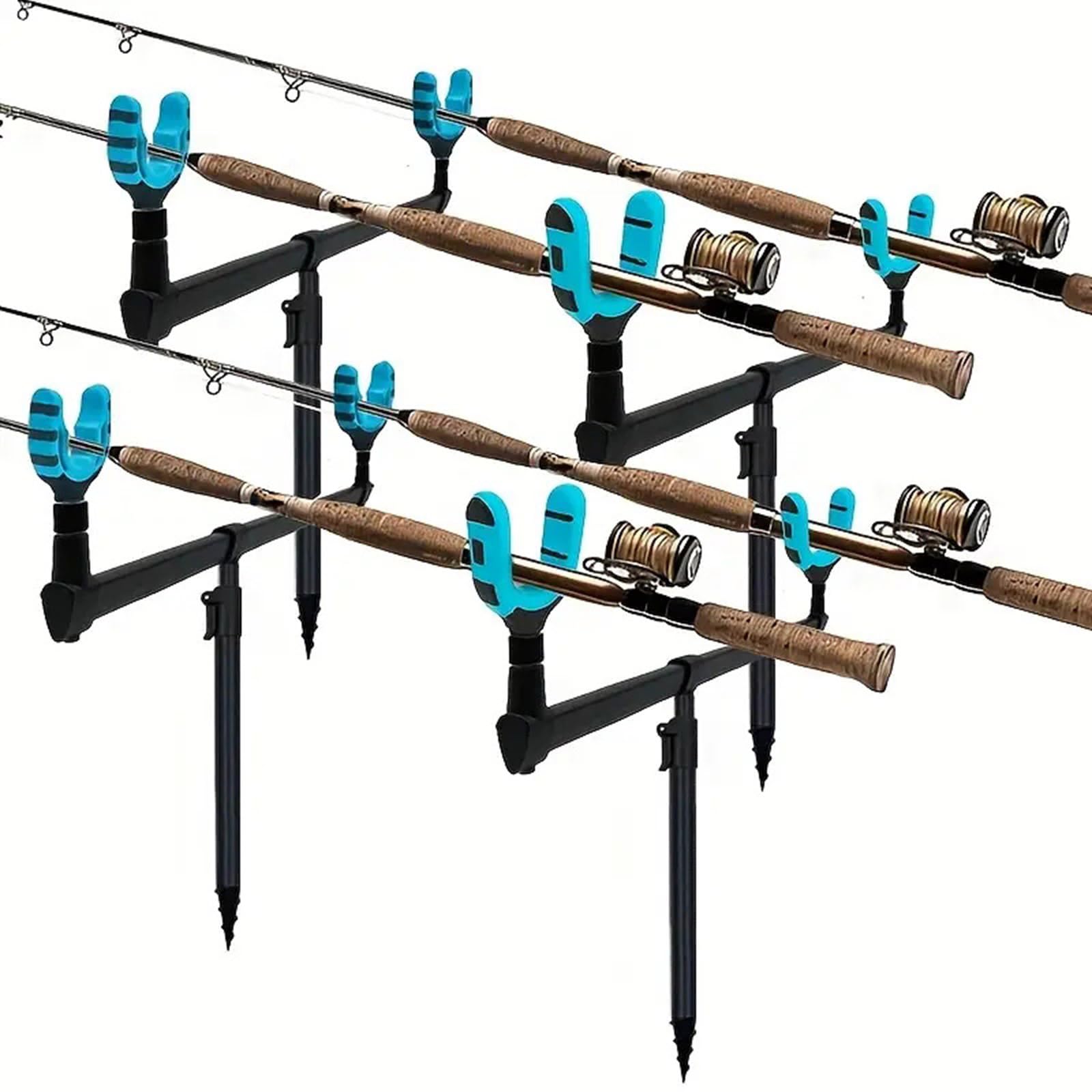 Staccabile Canna Da Pesca Rack Alluminio Canna | Accessori per attrezzi da pesca, picchetto di terra, staffa di fissaggio, tenere 2 canne, supporto per canna da pesca in