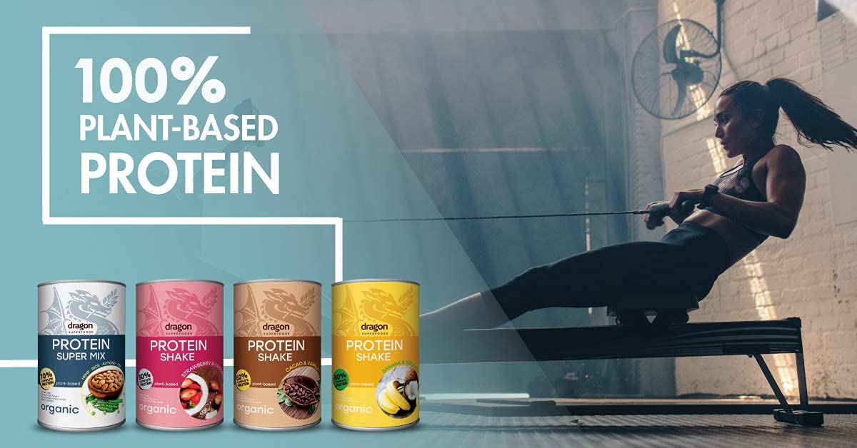 Dragon Superfoods Super Mix Protein Powder for Optimum Nutrition. Rice, Pea, Hemp, Almond Protein Mix - 100% Bio Organic, Soy and Gluten Free Vegan Protein - 500gr (30 servings).