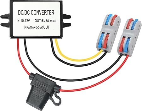 DC 10-72V Step Down to 5V 5A 25W DC Converter is Suitable for Waterproof Voltage Reduction Devices on Golf carts and forklifts 5V5A25W