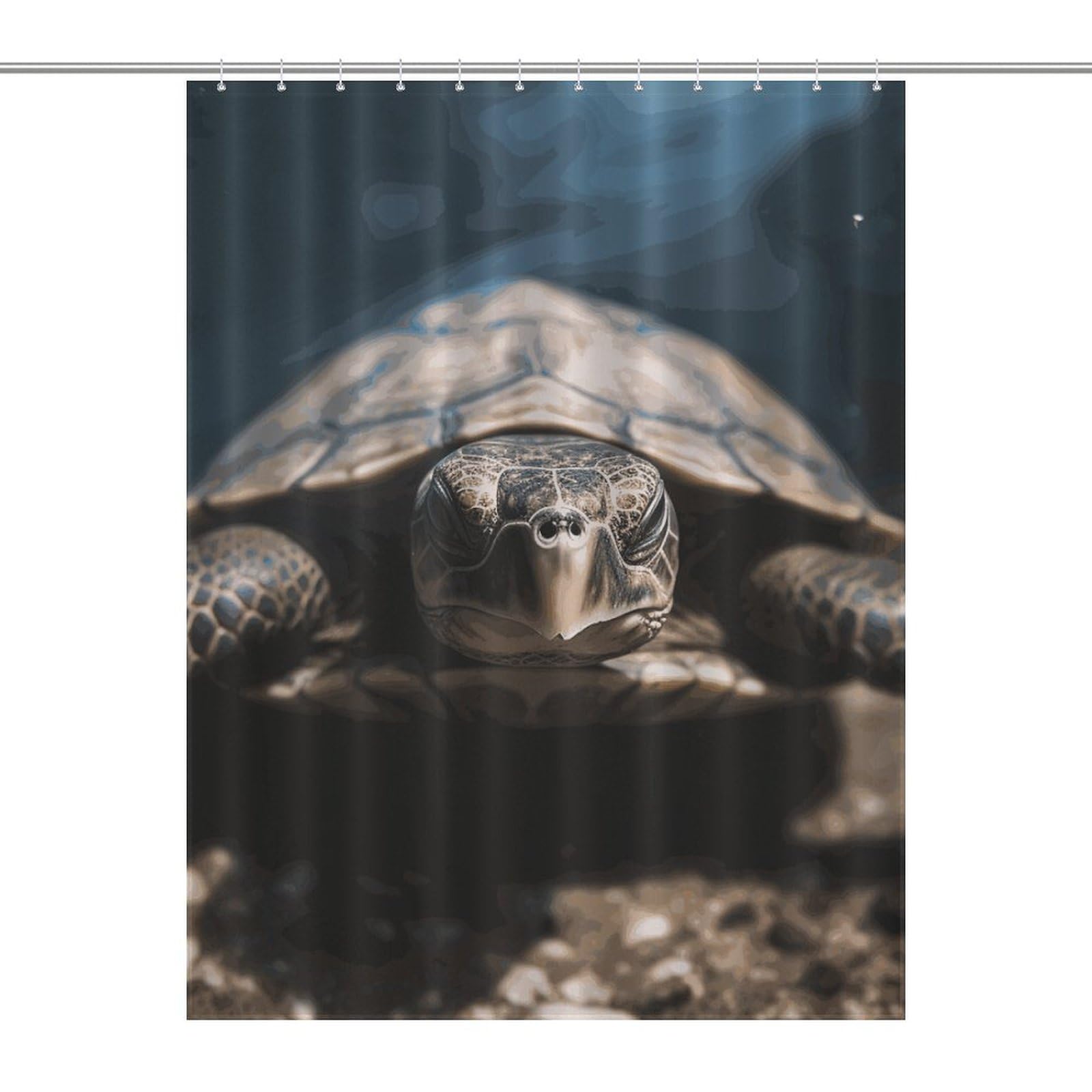 Rideau de douche anti éclaboussures tortue avec ses 12 crochets
