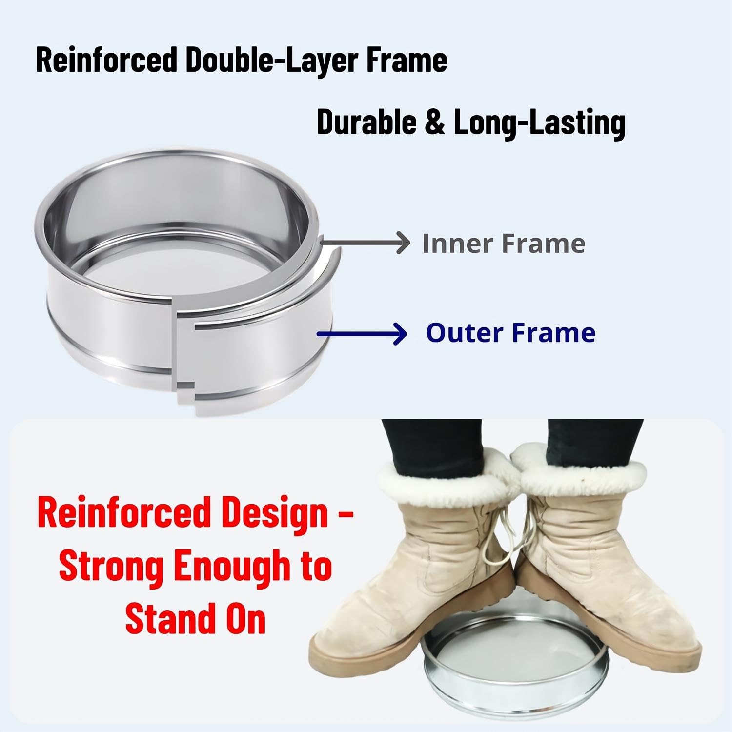 Stainless Steel Lab Sieve - 8 Inch Mesh Sifter -2