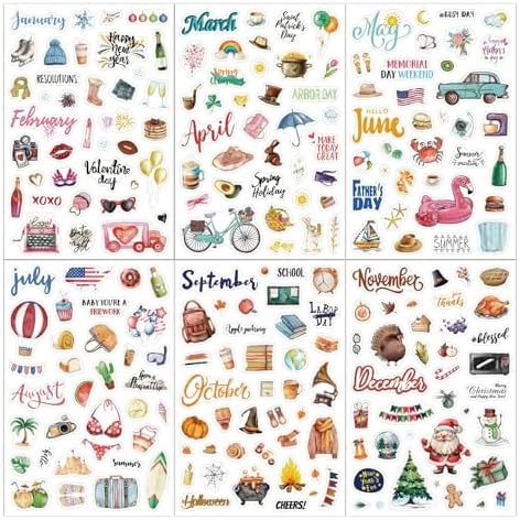 Set Of Planner Stickers. Printable Planner Stickers. Planners And Weekly Days Label Bullet Journal Stickers Planner Scrapbook Stickers Design
