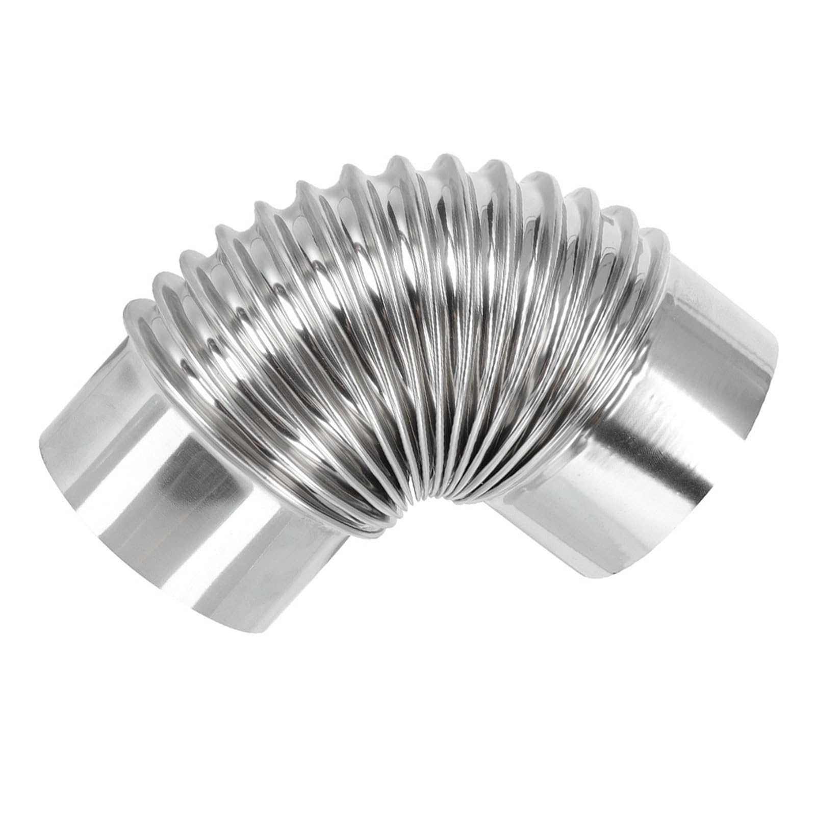 Puaisjn Silver 90 Degree Stove Pipe, Stainless Steel Threaded Elbow Stove Pipe Chimney Exhaust Flue Hose 16.5X8x8 Cm