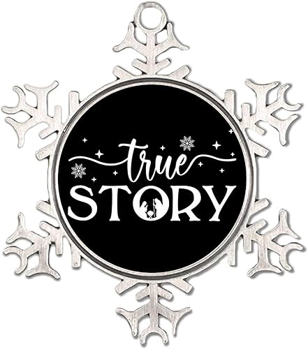 Miniatura 4 de Adornos colgantes para árbol de Navidad con texto en inglés For Unto Us A Child is Born, adorno de copo de nieve de metal cristiano, decoración de