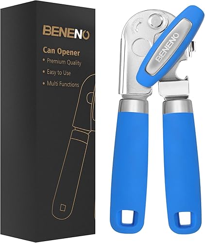 Miniatura 7 de Beneno Abrelatas manual con imán, abrelatas de mano resistente con hoja afilada duradera, borde liso, gran perilla de ahorro de esfuerzo, mango de