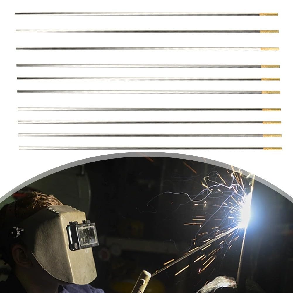 Wolframelektrode Gold Wolfram Elektrode WL15 für Edelstahl 10 Stück, ausgezeichneter Start (2,4 x 150 mm)