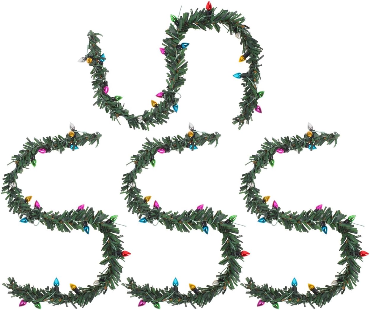 Toyvian 4pcs Dollhouse Ornaments Mini Houses Micro Toys Christmas Tree Ornaments Mini Wreaths with Lights Decorative Wreath 1: 12 Scale Christmas with Light Plastic - Image 8