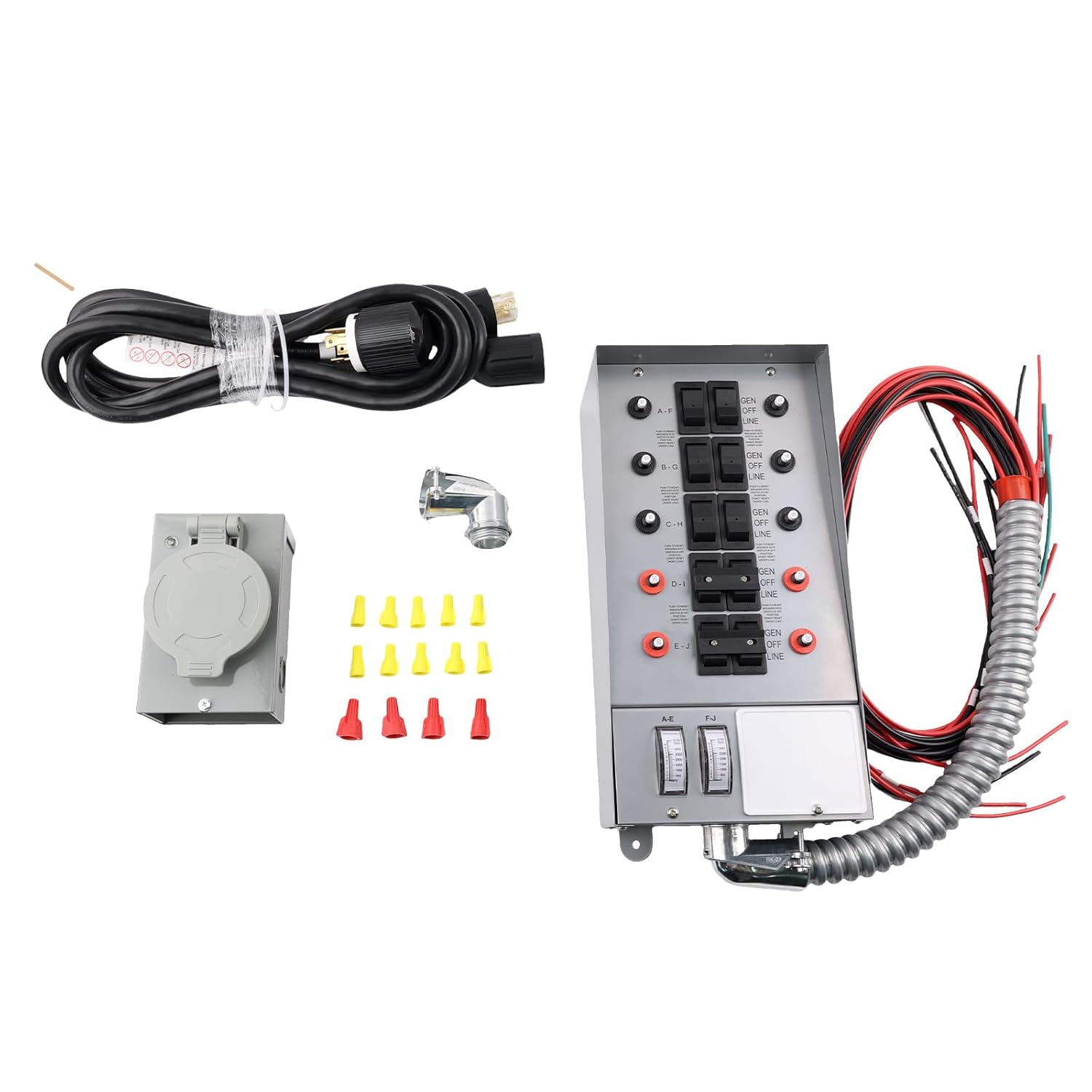 31410CRK 10-Circuit 30 Amp Transfer Switch Kit Fit for Generators 7500W, 10 Feet Hose