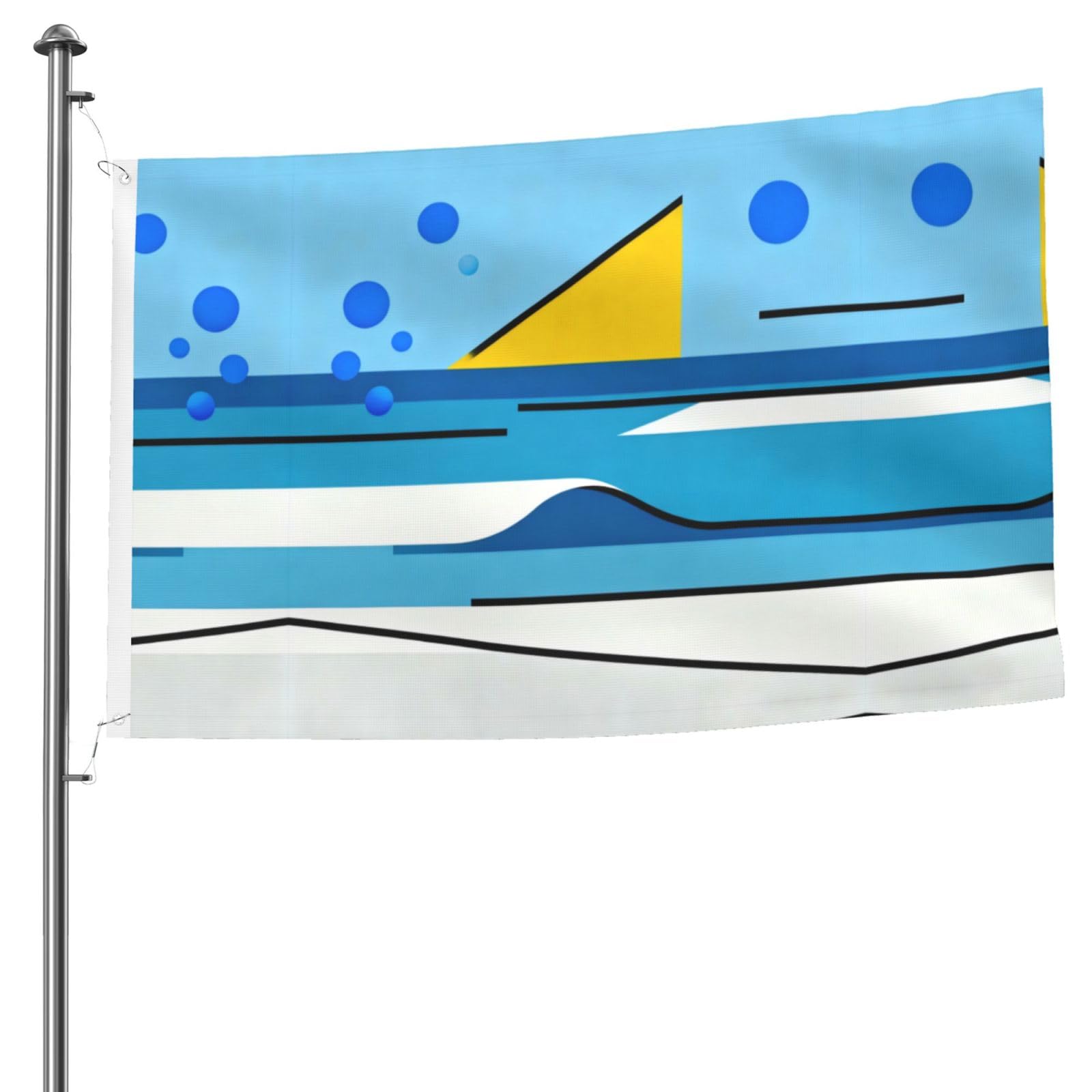 Drapeau de plage géométrique en polyester résistant pour une décoration extérieure moderne