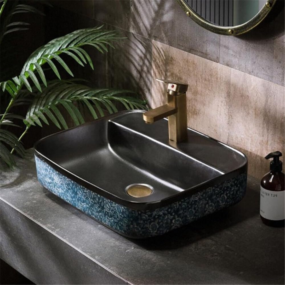 Prostokątny porcelanowy zlew naczyniowy - 51 x 40 x 13 cm nowoczesna łazienka umywalka ceramiczna umywalka stylowa łazienka ulepszona łatwa do czyszczenia idealna do remontu domu