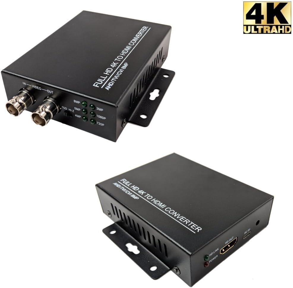 HDCV-3-C BNC to HDMI Converter | Loop Output | AHD HD-TVI HDCVI to HDMI | 720p/1080p/3MP/4MP/5MP/8MP/4K