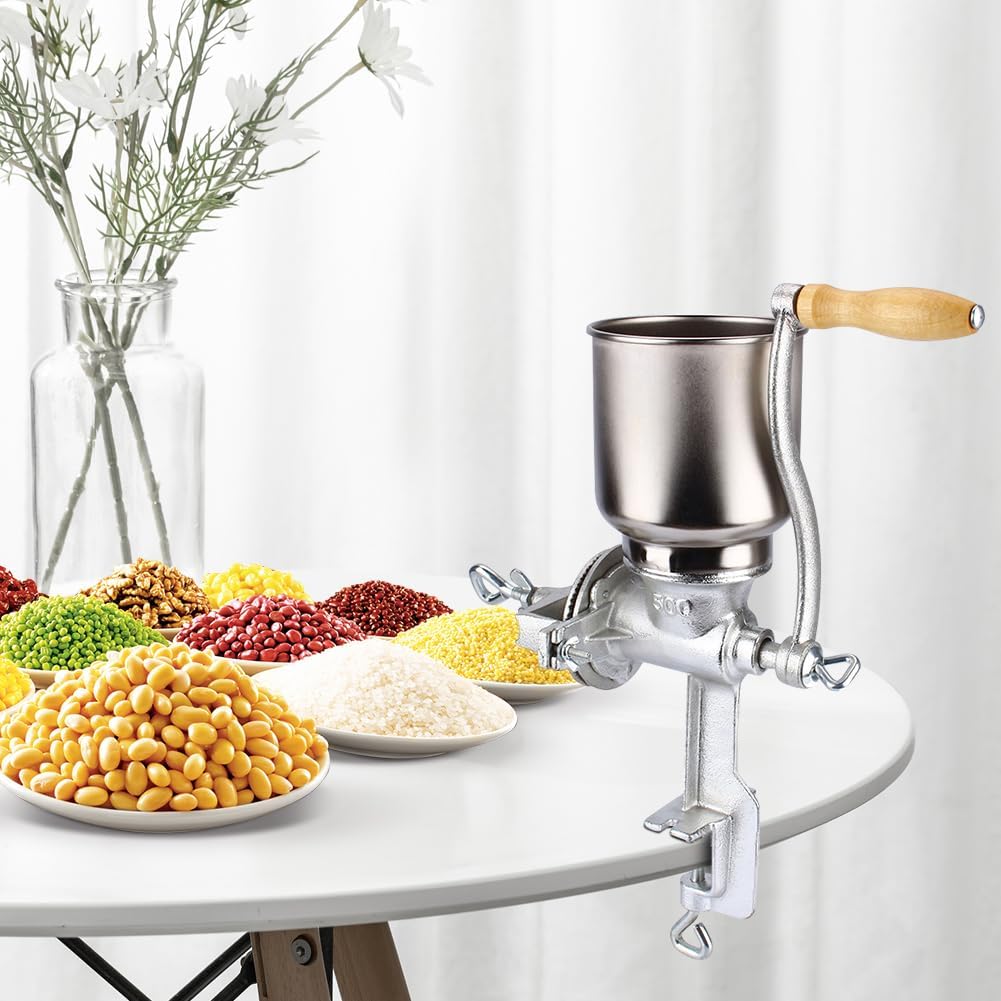 Ejoyous Molinillo de Grano Manual, Abrazadera de Mesa Molino de maíz Molino de harina Molino de Grano de Trigo Molino de Hierro Fundido Mano