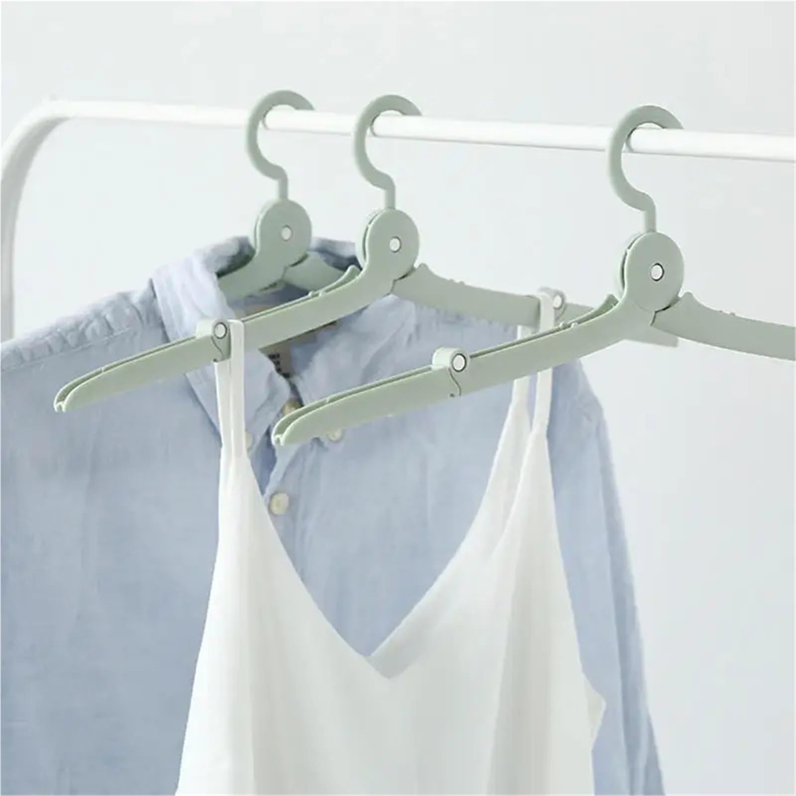 1/3/5PCS Reise Faltbare Kleiderbügel Tragbare Kleidung Rack Winddicht Anti Slip Trocknen Für Business(Green,5pcs)