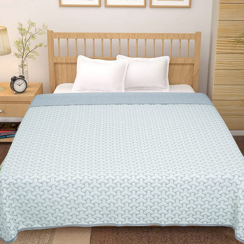 Image of BSB HOME 100% Cotton Reversible Dohar Double Bed, Soft Lightweight Bed Blanket, AC Dohar Blanket for Summers /Winter (Size 90 inch by 88 inch, Grey & White, Gift Packing Bag)